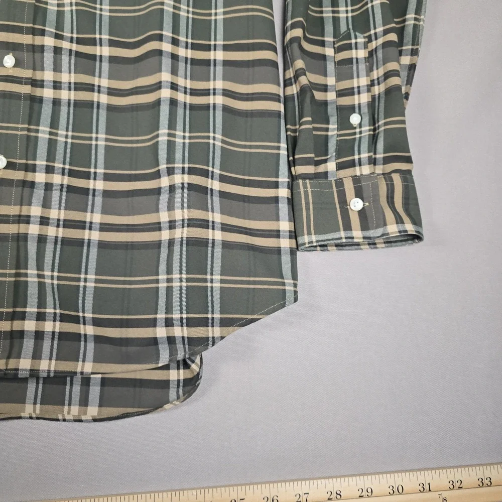 Polo Ralph Lauren Mens Classic Fit Performance Long Sleeve Oxford Green Plaid